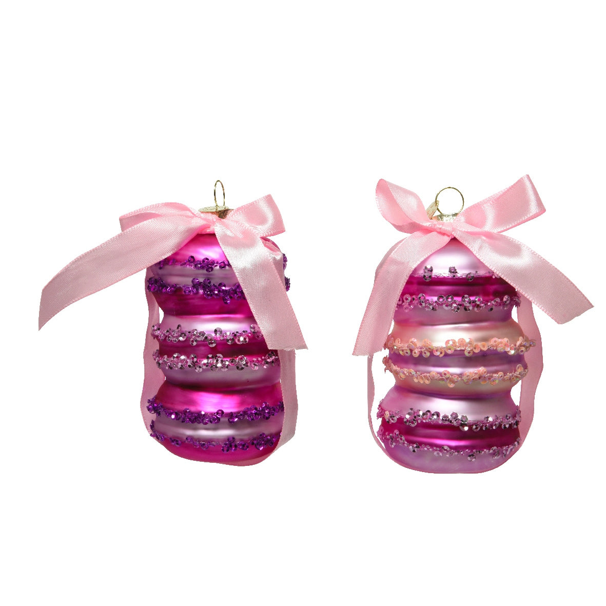 Addobbo albero macaron rosa Kaemingk  Dimensioni 10,3 centimetri, con colori e glitter.