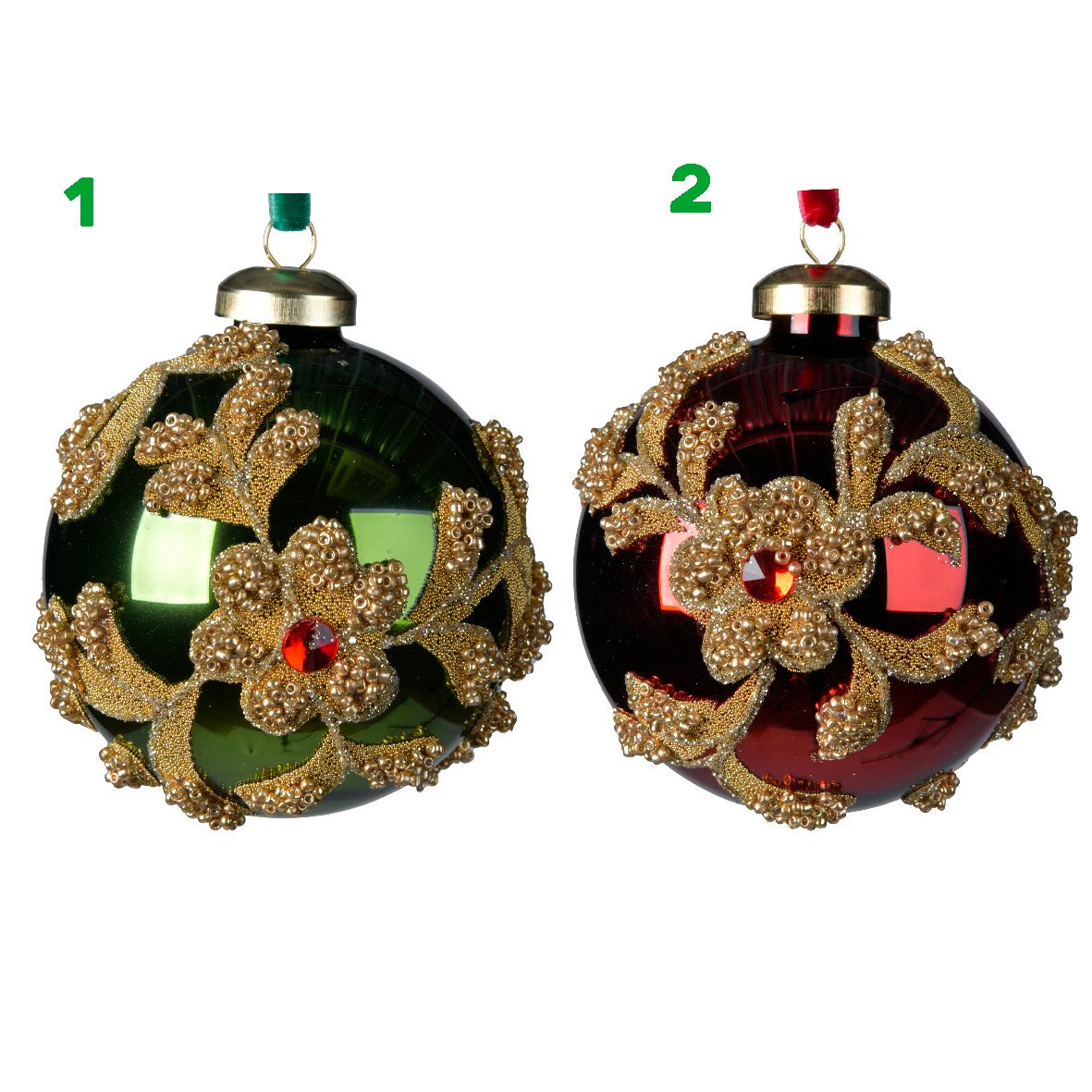 Set 3 palle decorative con fiori