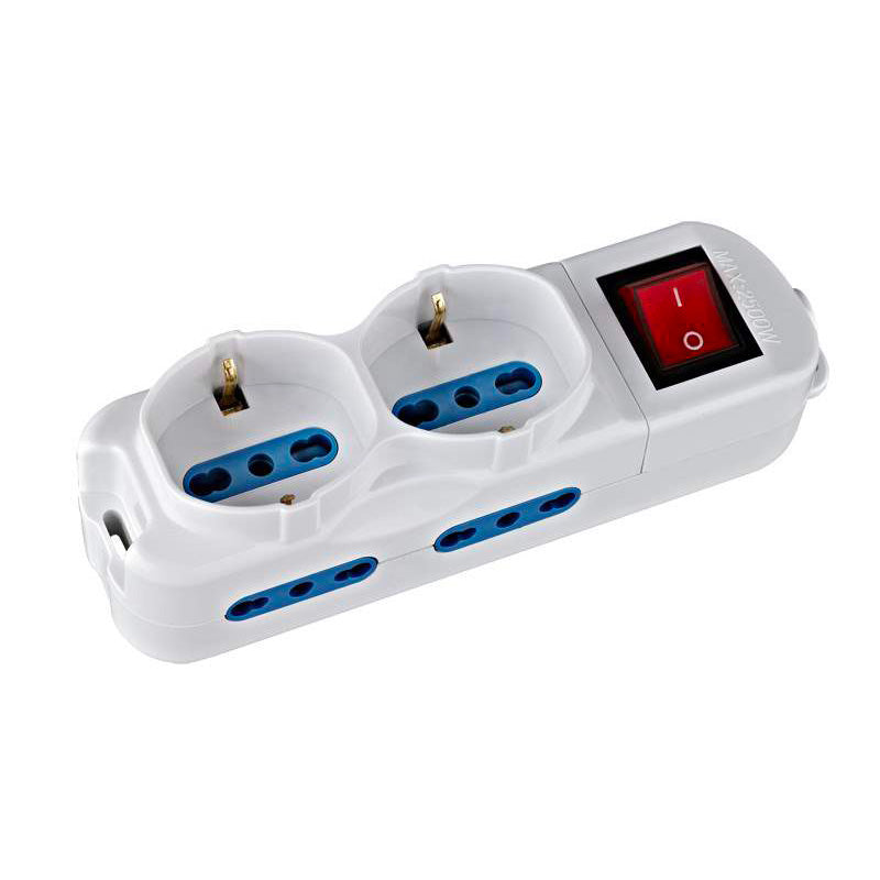 Multipresa bianca 6 posti Schuko/Bivalente