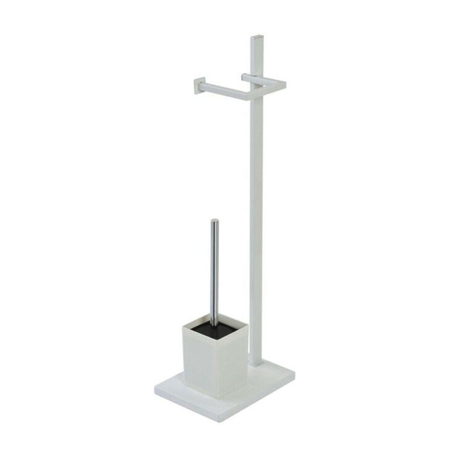 Piantana Portarotolo e Portascopino Bianco