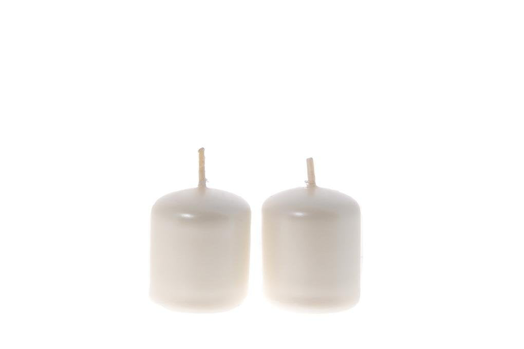 Coppia candele pillar lucide in cera colore perla