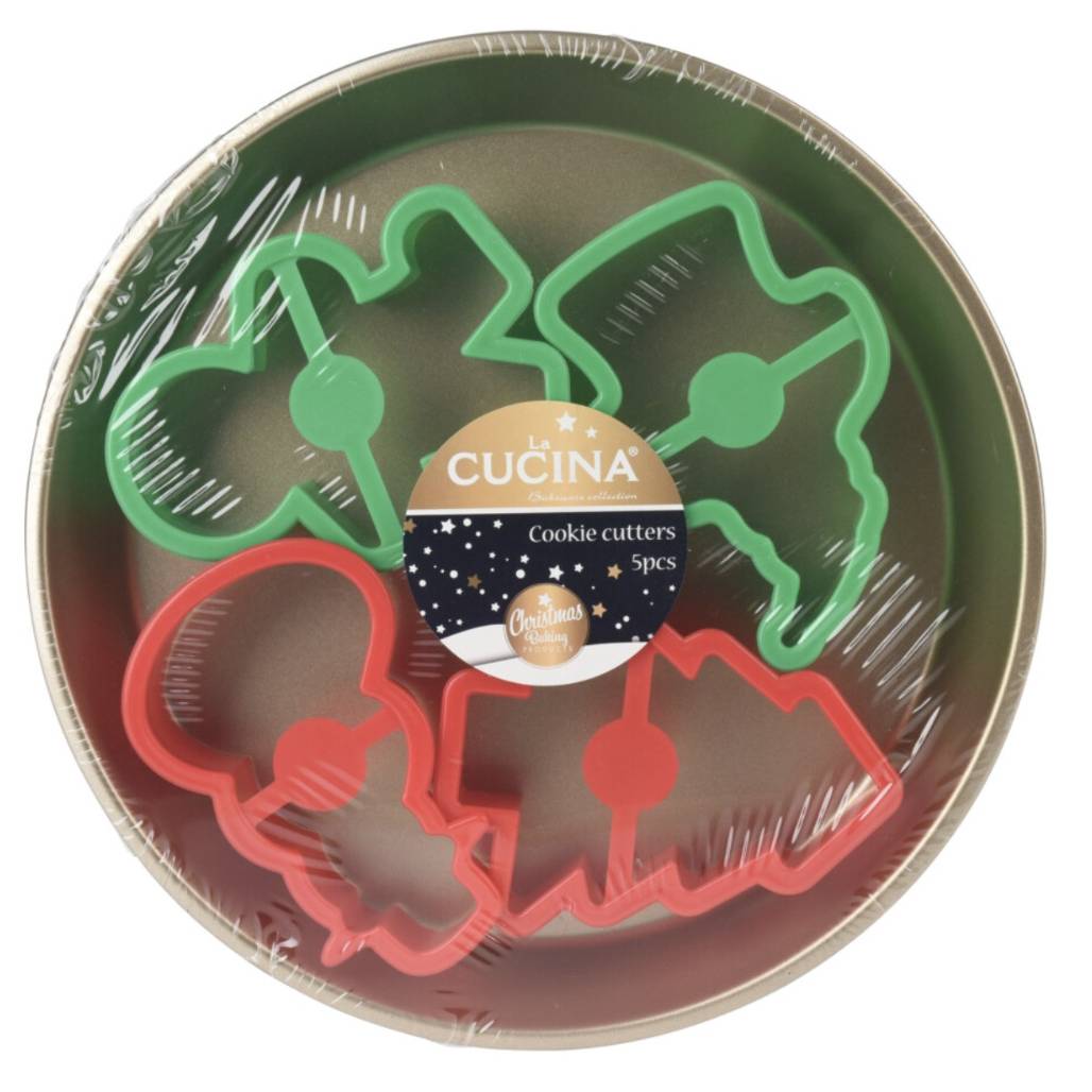 Tortiera 17 cm con 4 stampi per biscotti natalizi