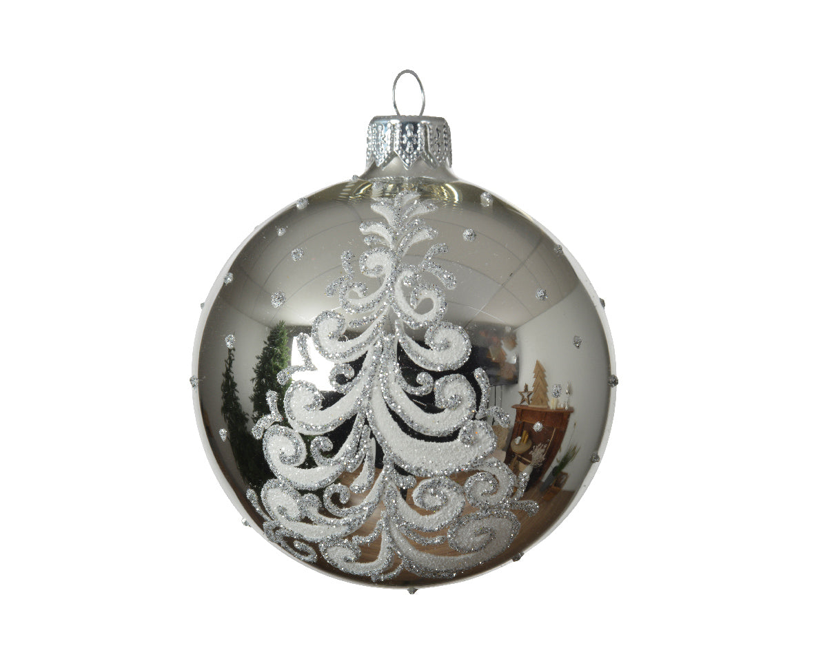 Palla di natale argento 8 cm