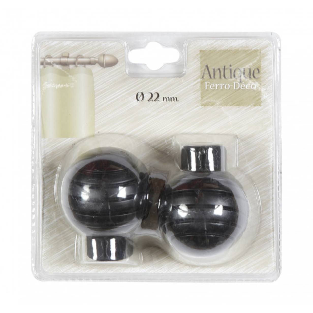 Finale per bastone tenda nero 22 mm 2Pz