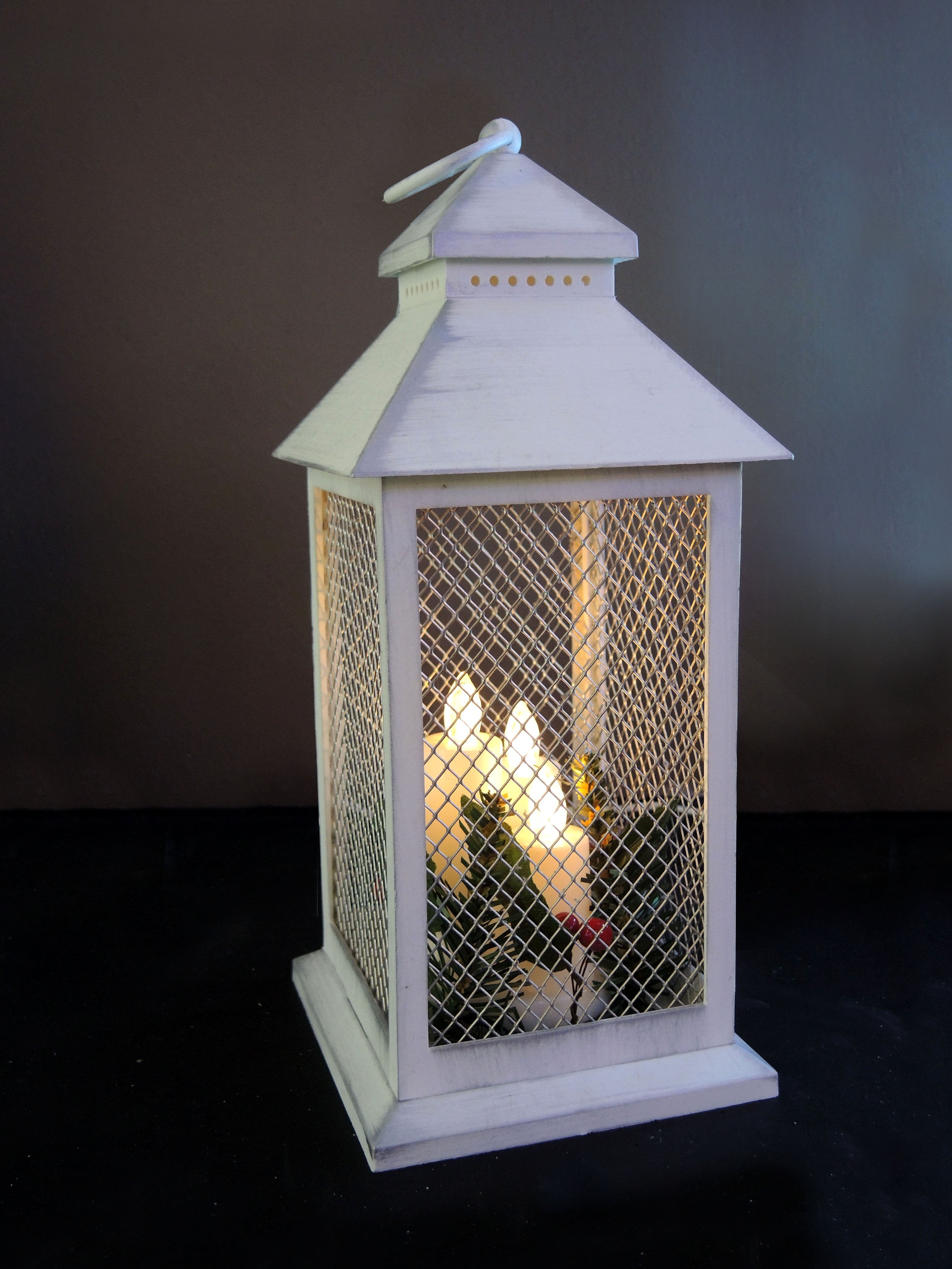 Lanterna bianca con 3 candele