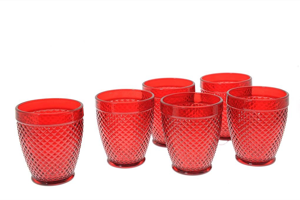 Set 6 bicchieri rombus in vetro colore rosso