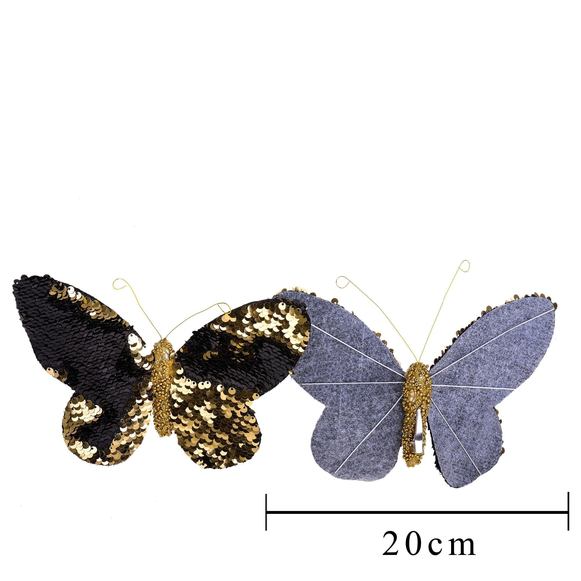Farfalla pailette colore nero e oro 5