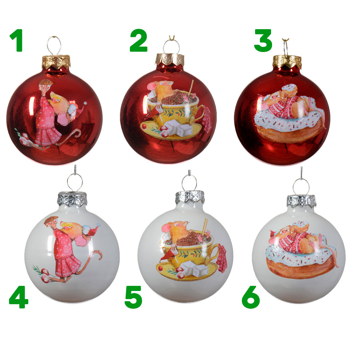 Pallina natalizia in vetro decorato 6 cm