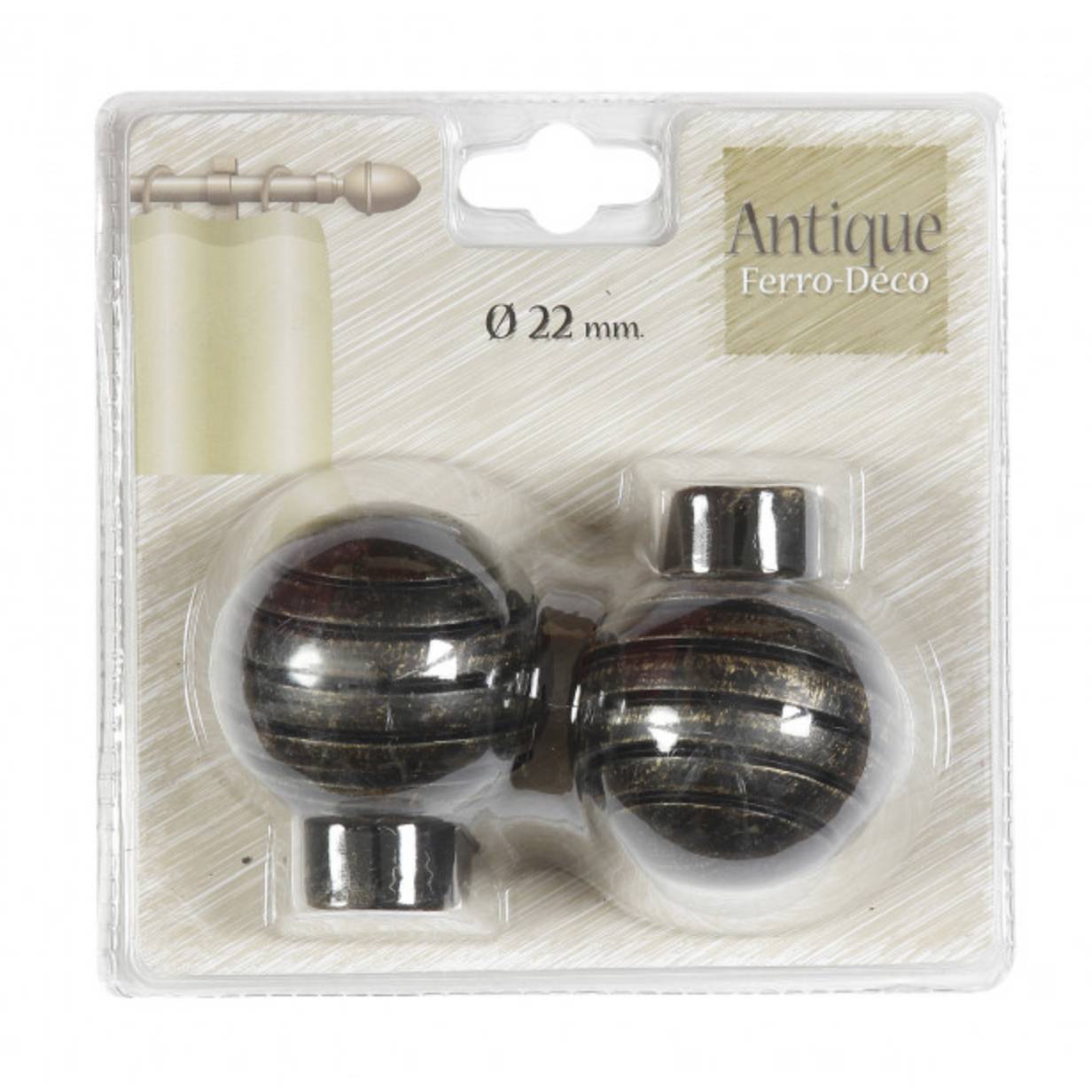 Finale bastone tenda sfera nero 2Pz 3