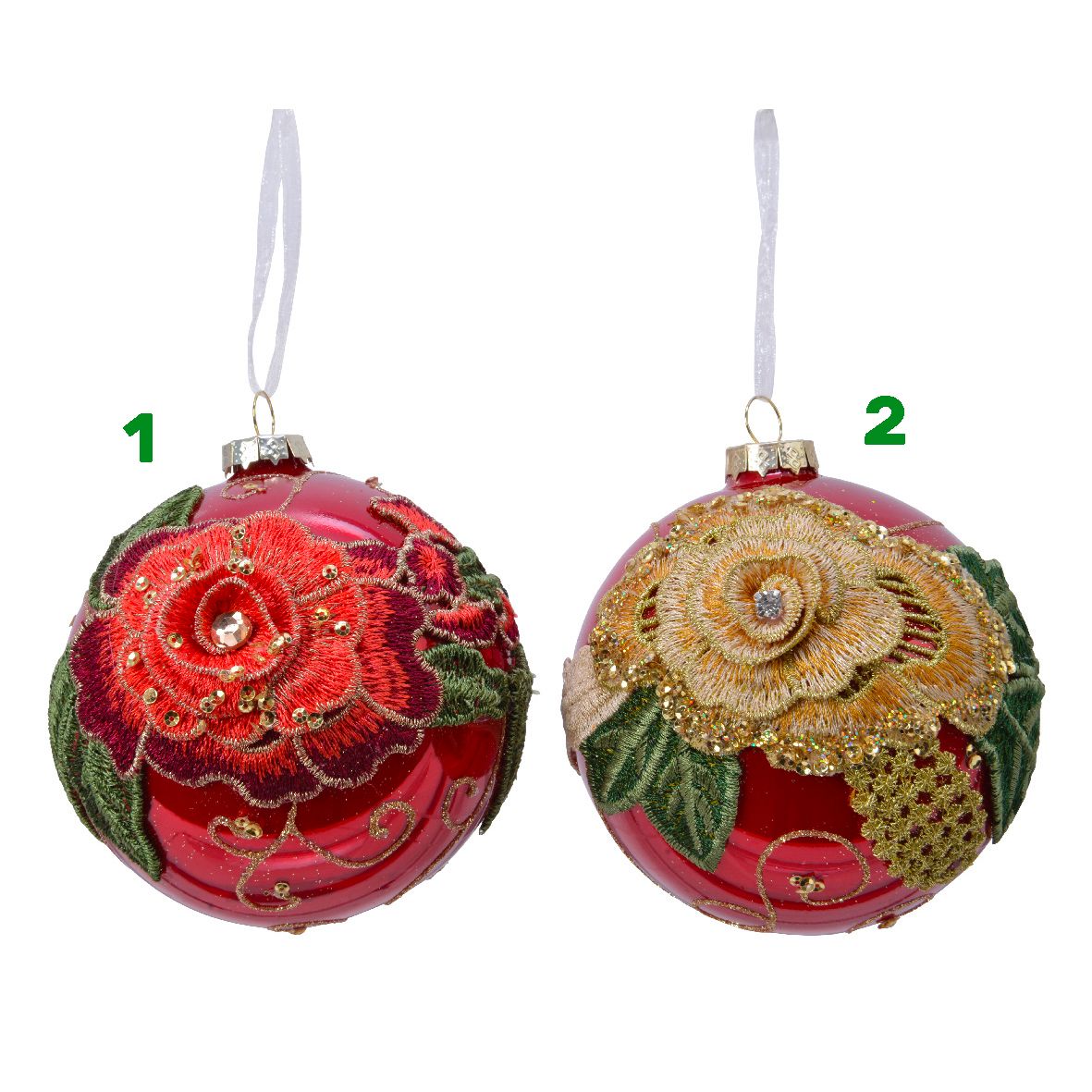 Pallina in vetro con fiore 10 cm