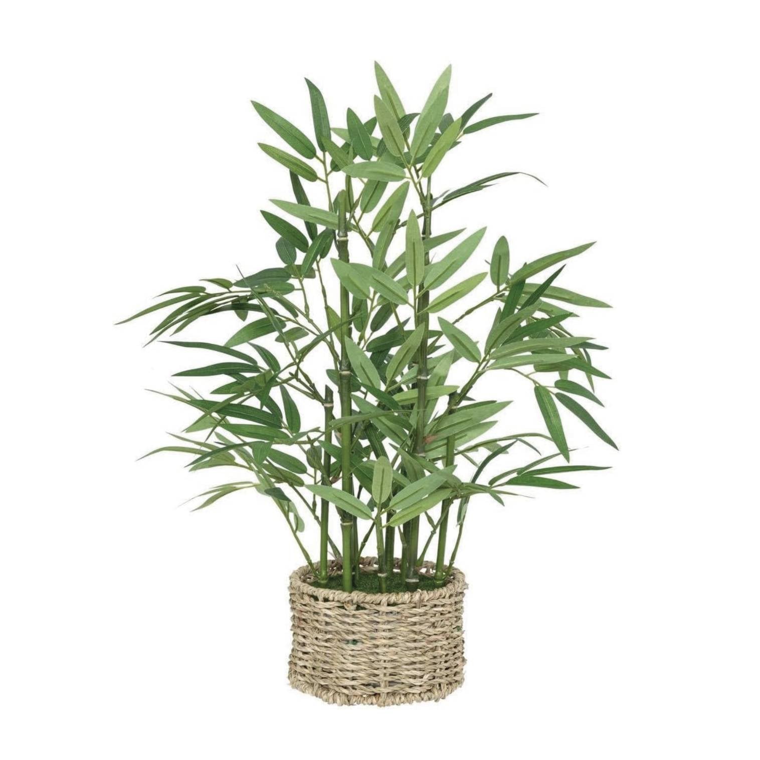Pianta artificiale bamb√π con vaso in fibre naturali h 46 cm