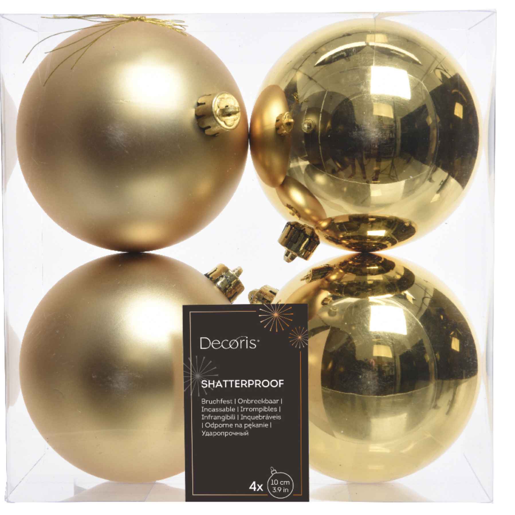 Confezione 4 palline oro 10 cm