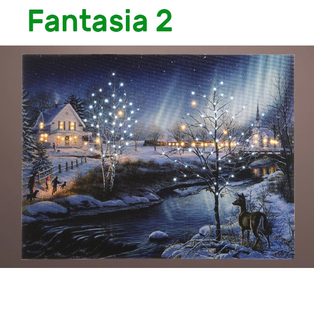 Quadro paesaggio natalizio LED Kaemingk 3