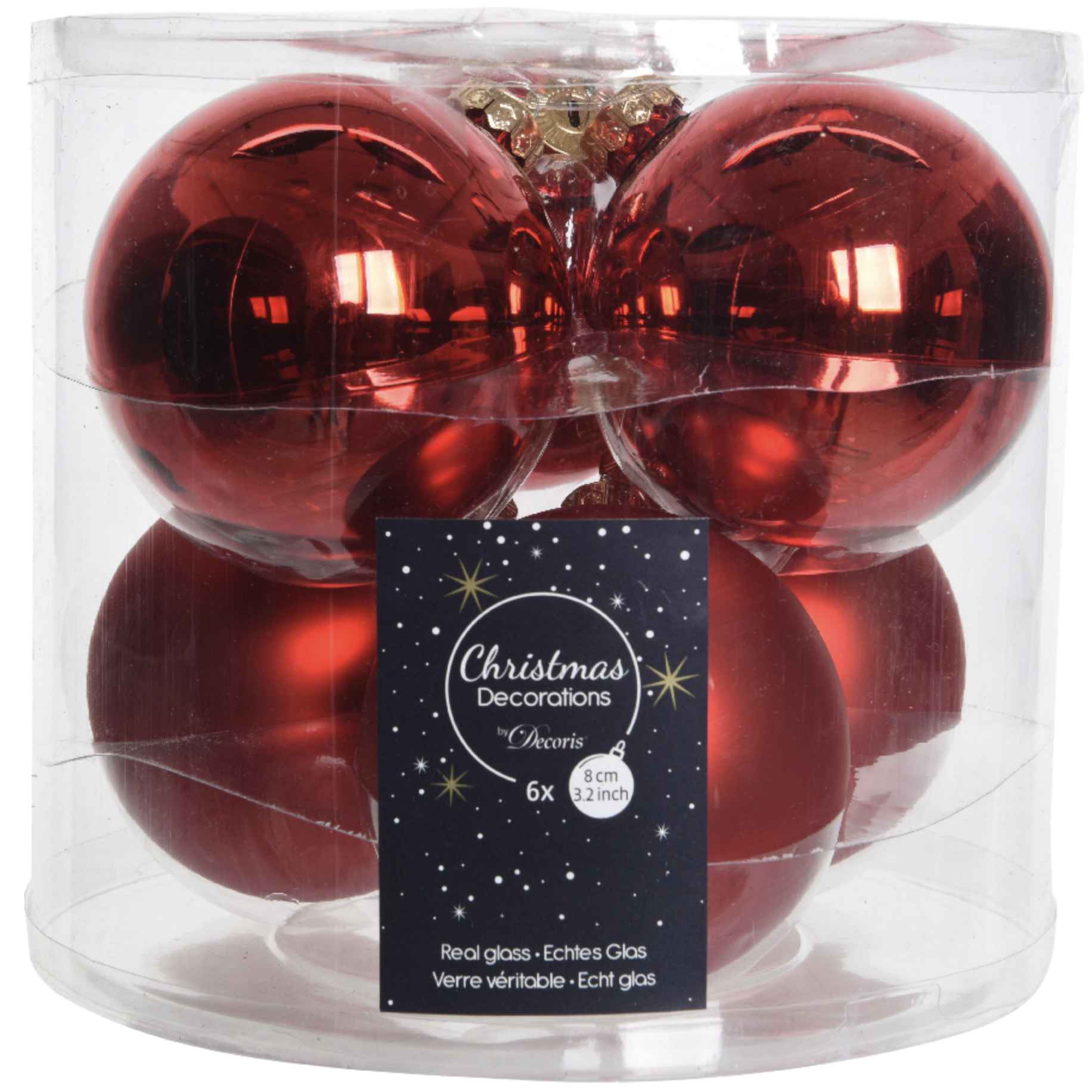 Kit 6 palline in vetro 8 cm