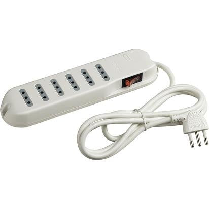 Bticino multipresa Slim6 6 prese 2P+T 10A con cavo - spina 10A - interruttore luminoso