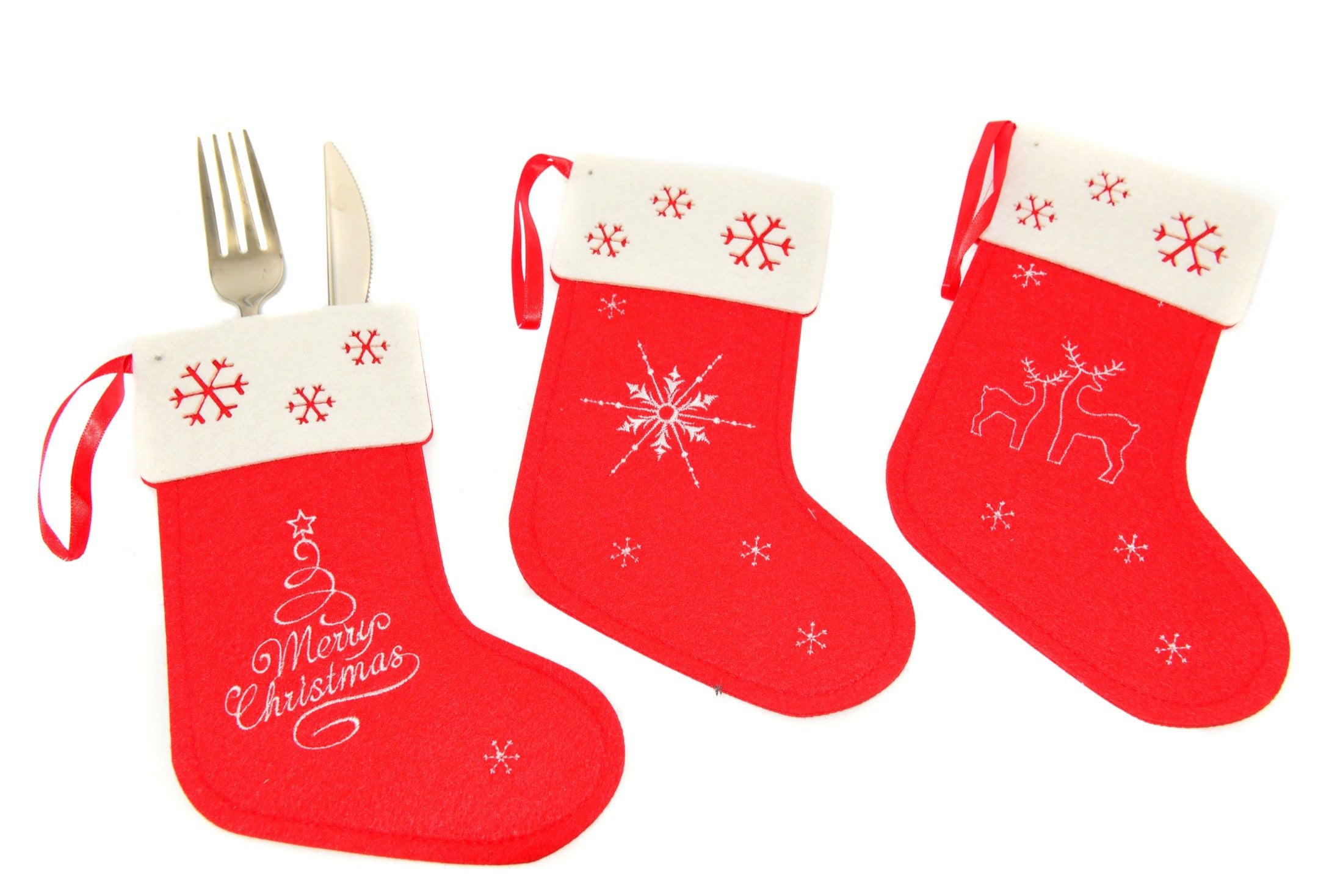 Portaposate calza in pannolenci con laccio da appendere