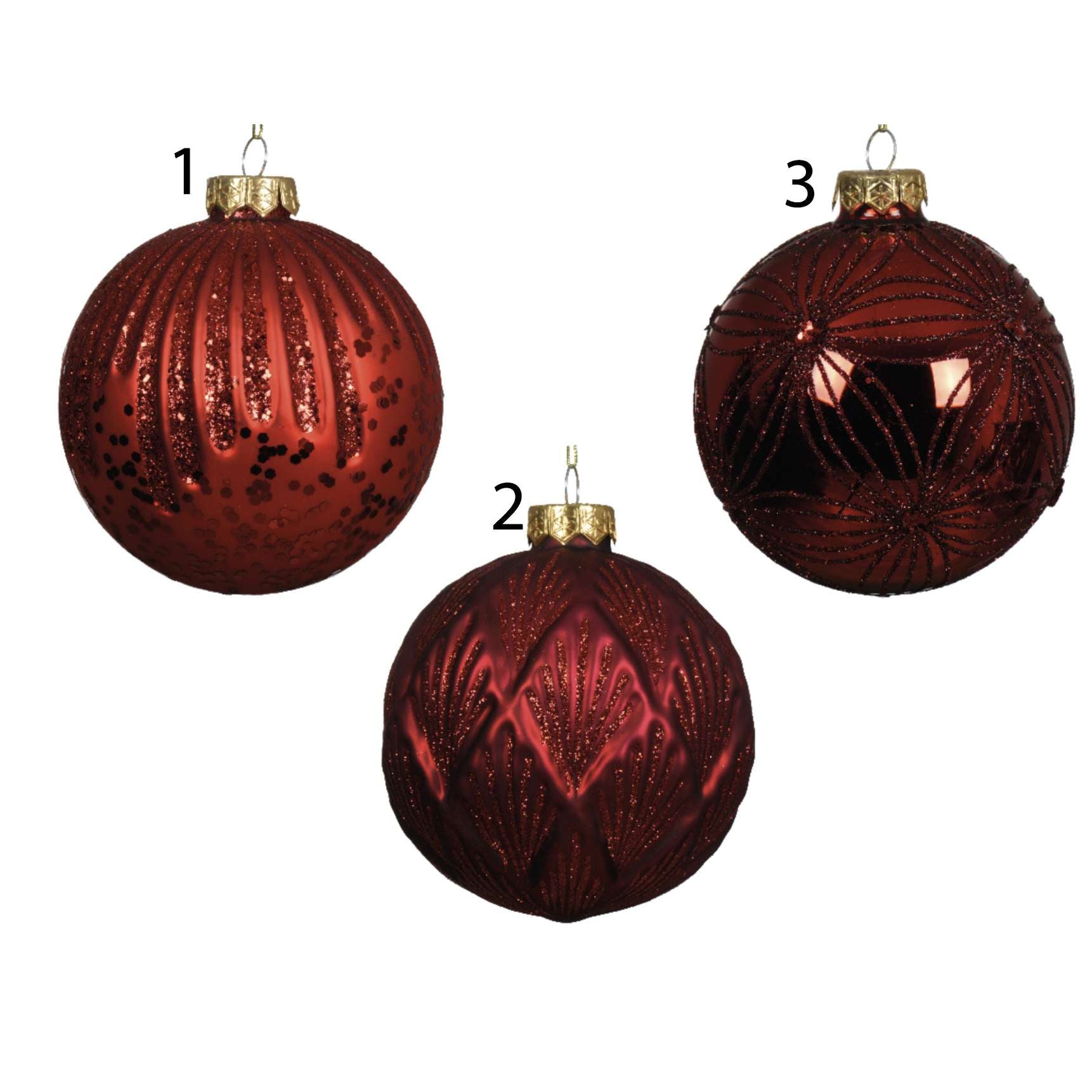 Pallina in vetro rossa glitter 10 cm