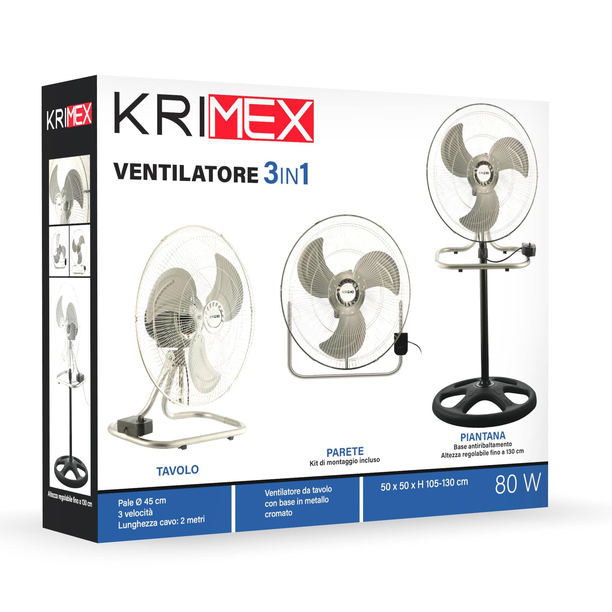 Krimex Ventilatore a piantana 3 in 1 80W