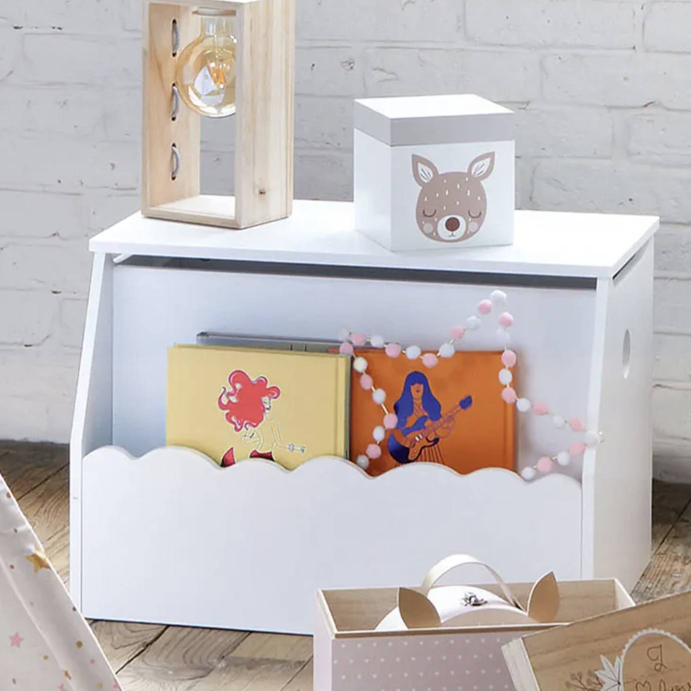 Contenitore e libreria per bambini in legno