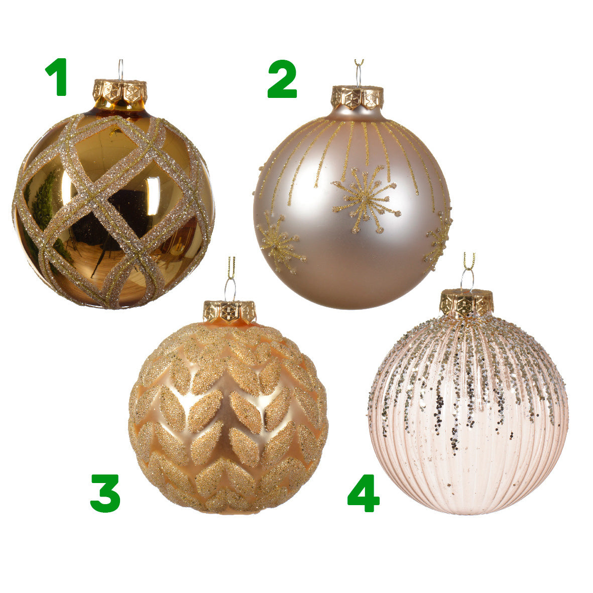 Pallina di natale in vetro oro-rosa 8 cm