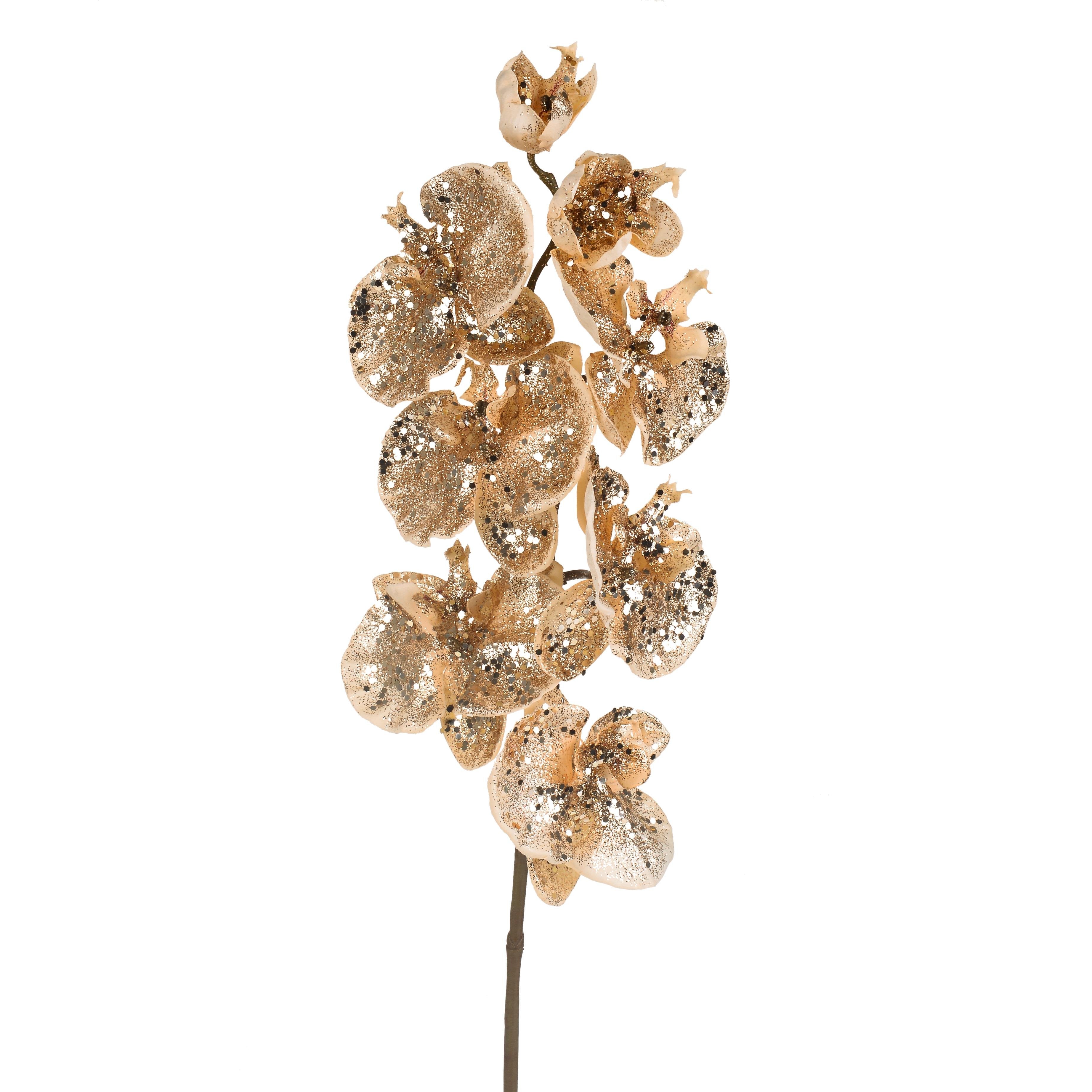 Orchidea 8 fiori glitter colore oro