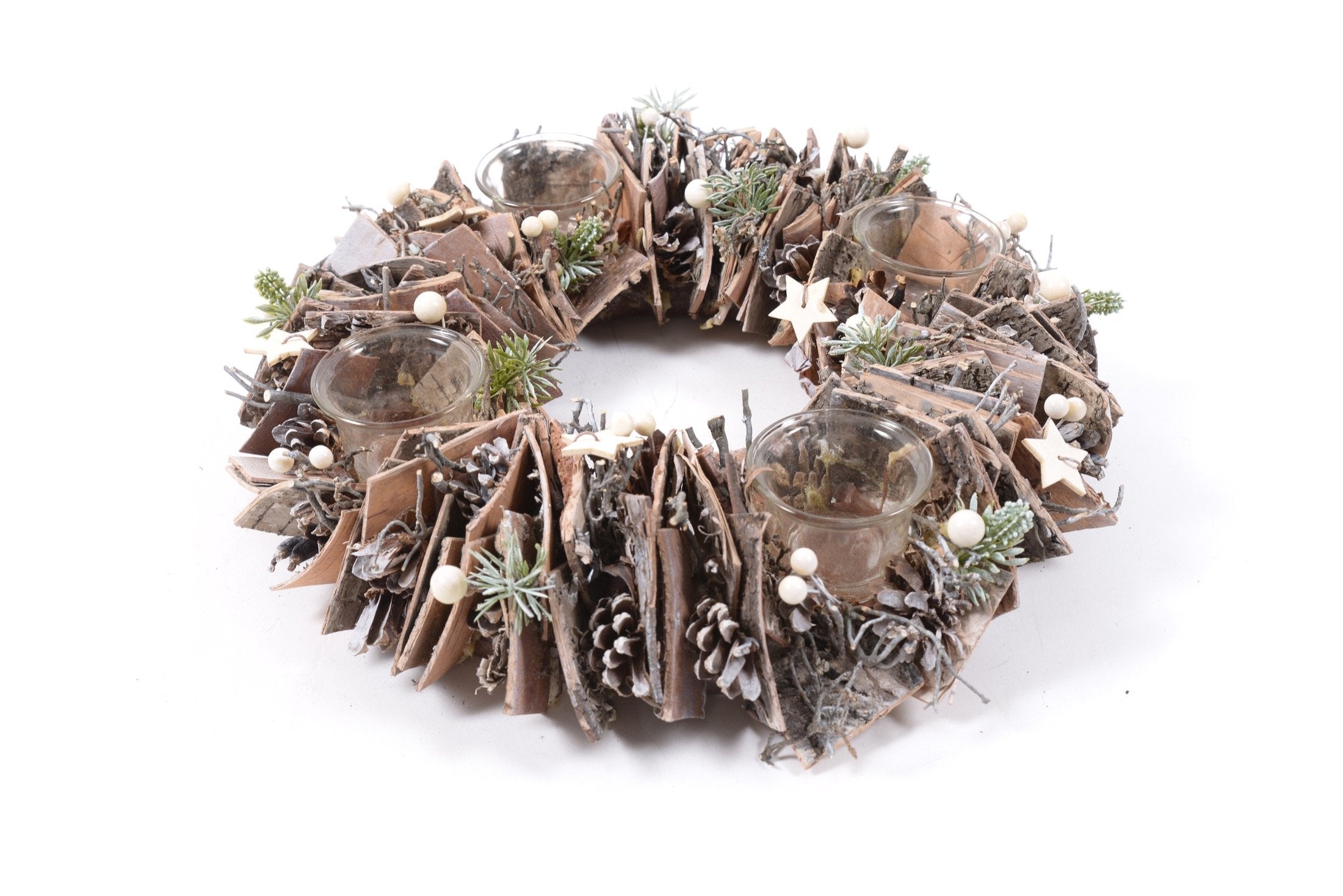 Porta candela natalizio 4 fuochi in legno