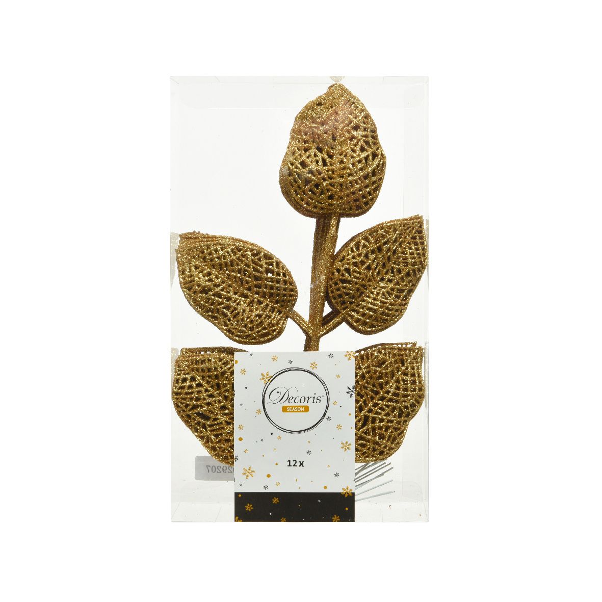 Foglia oro glitter Kaemingk 12 pz