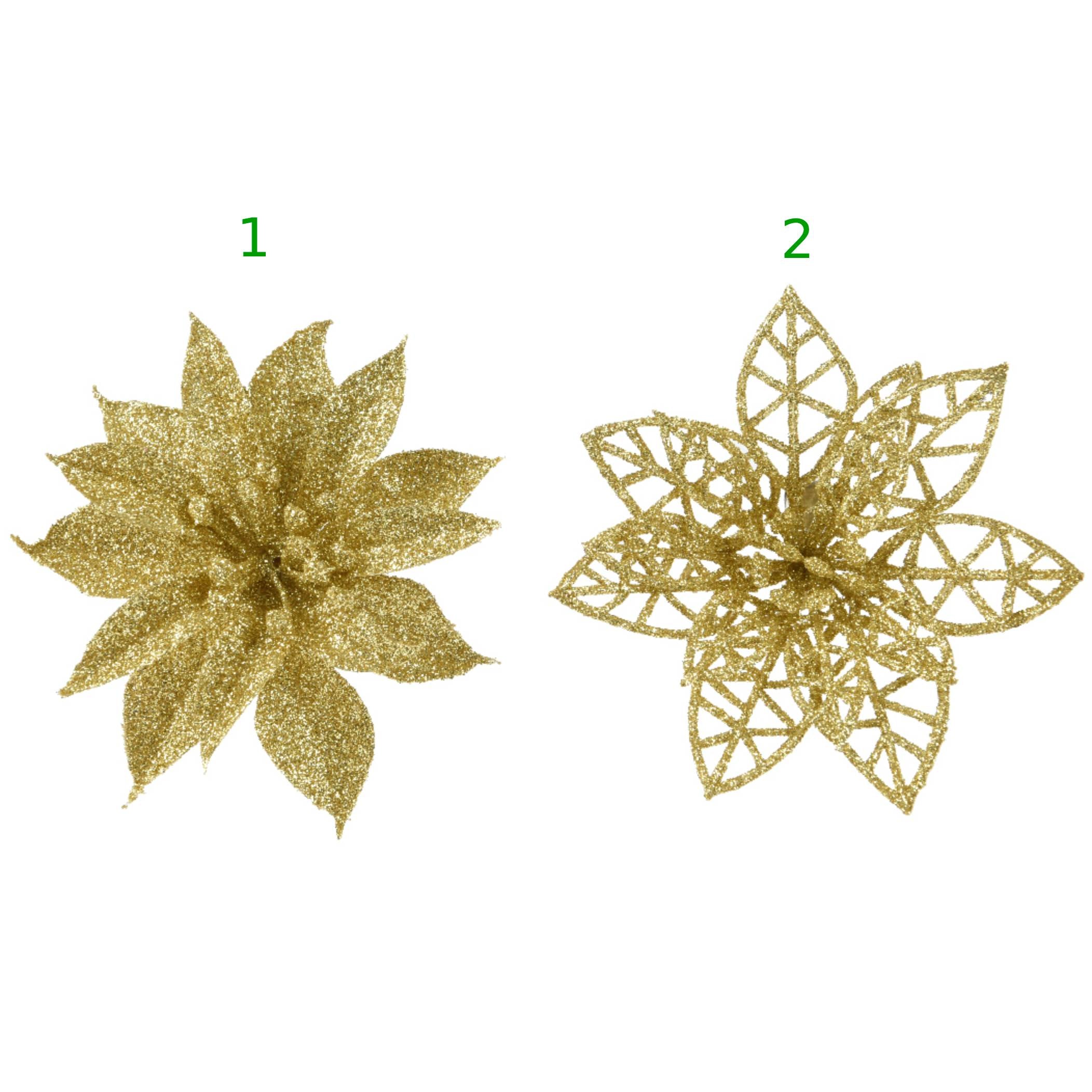 Fiore su clip natalizio oro 9 cm