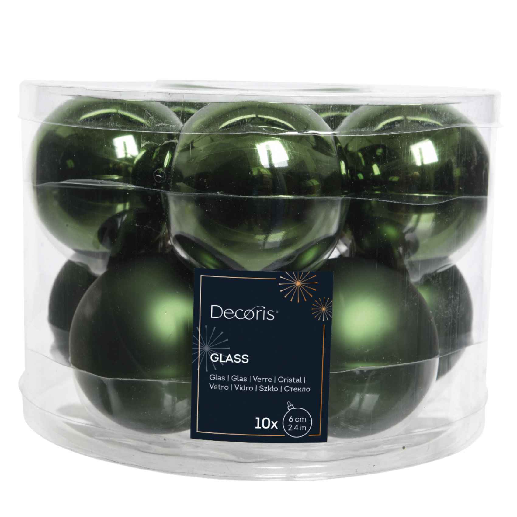 Kit 10 palline in vetro verde 8 cm