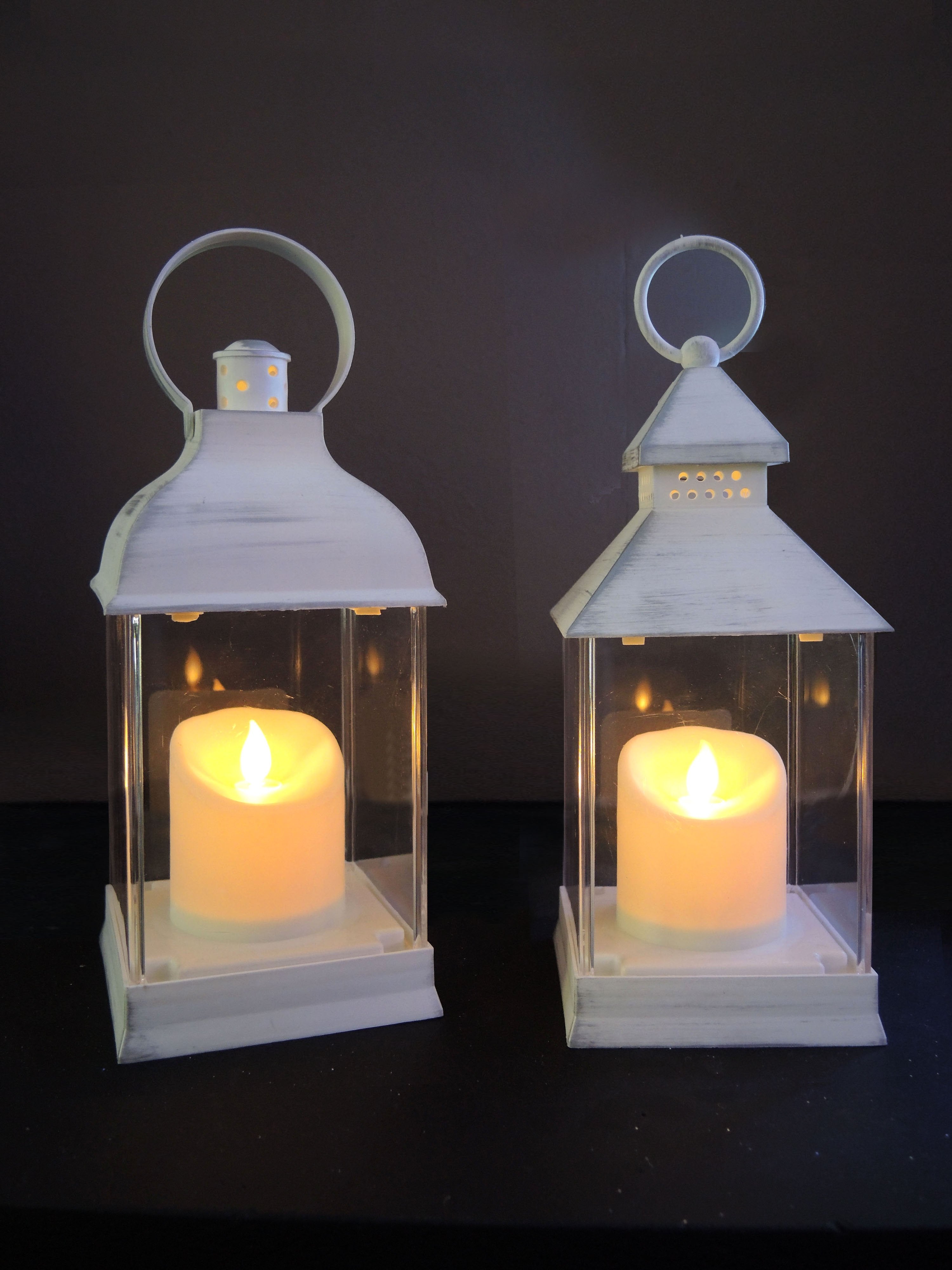 Lanterna quadrata a led bianco antico