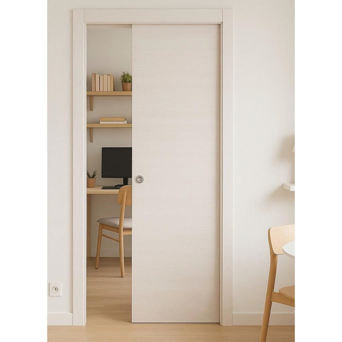 Porta Scorrevole Micro Acero Neve