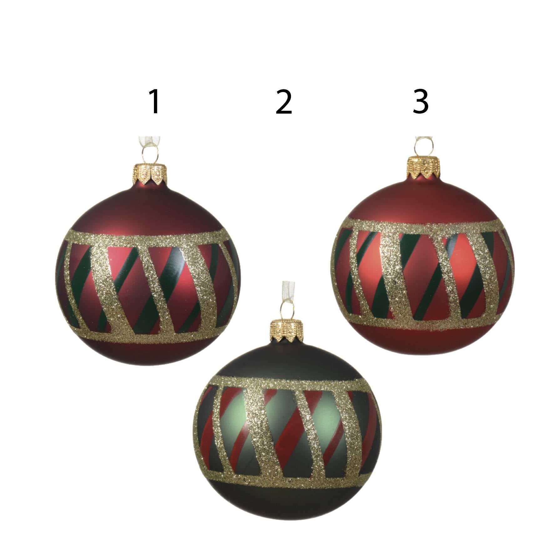 Palla di vetro con decori in vetro 8 cm