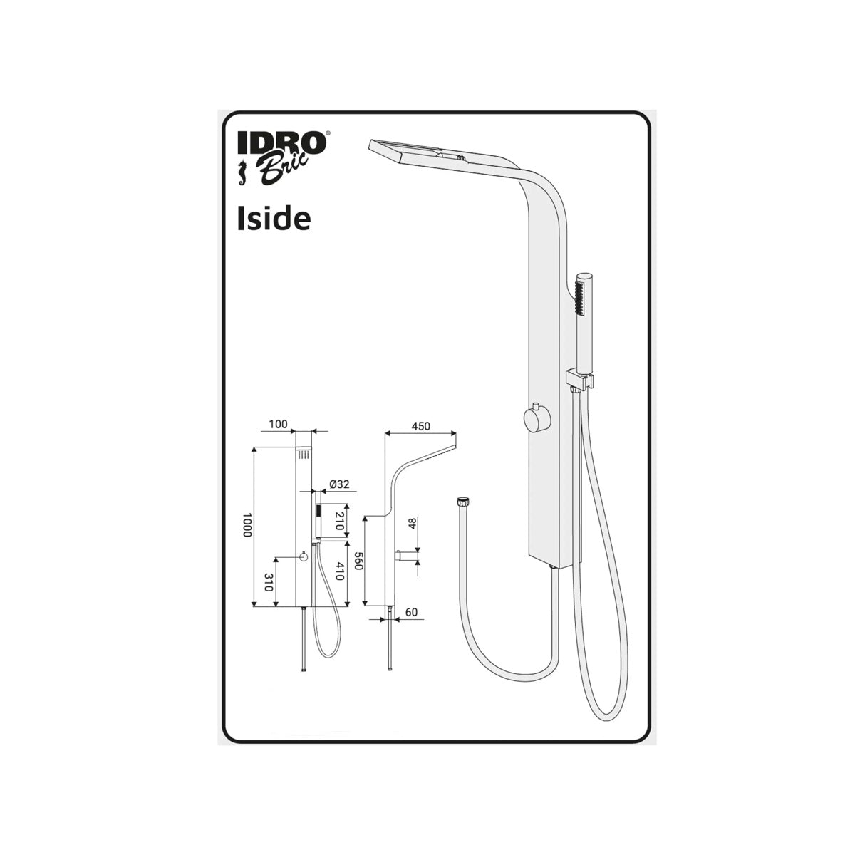Pannello Doccia Iside in Acciaio Inox Spazzolato 3