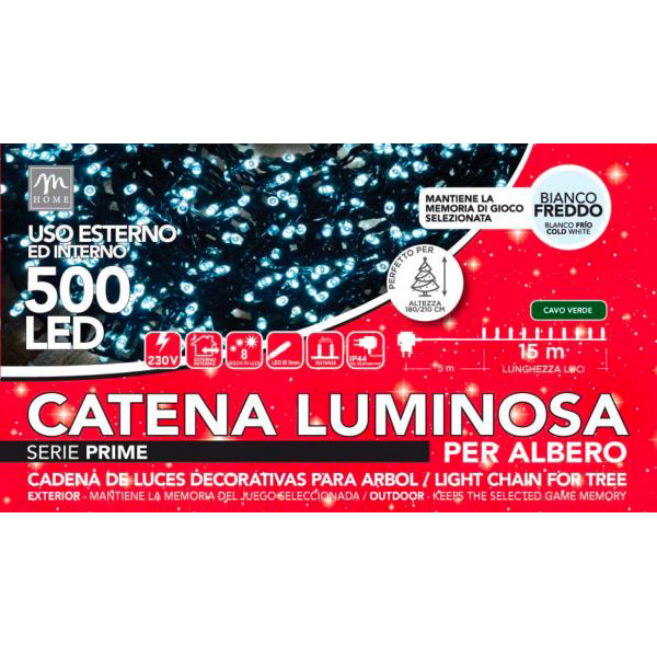 Catena 500 minilucciole natalizie bianco freddo 20m
