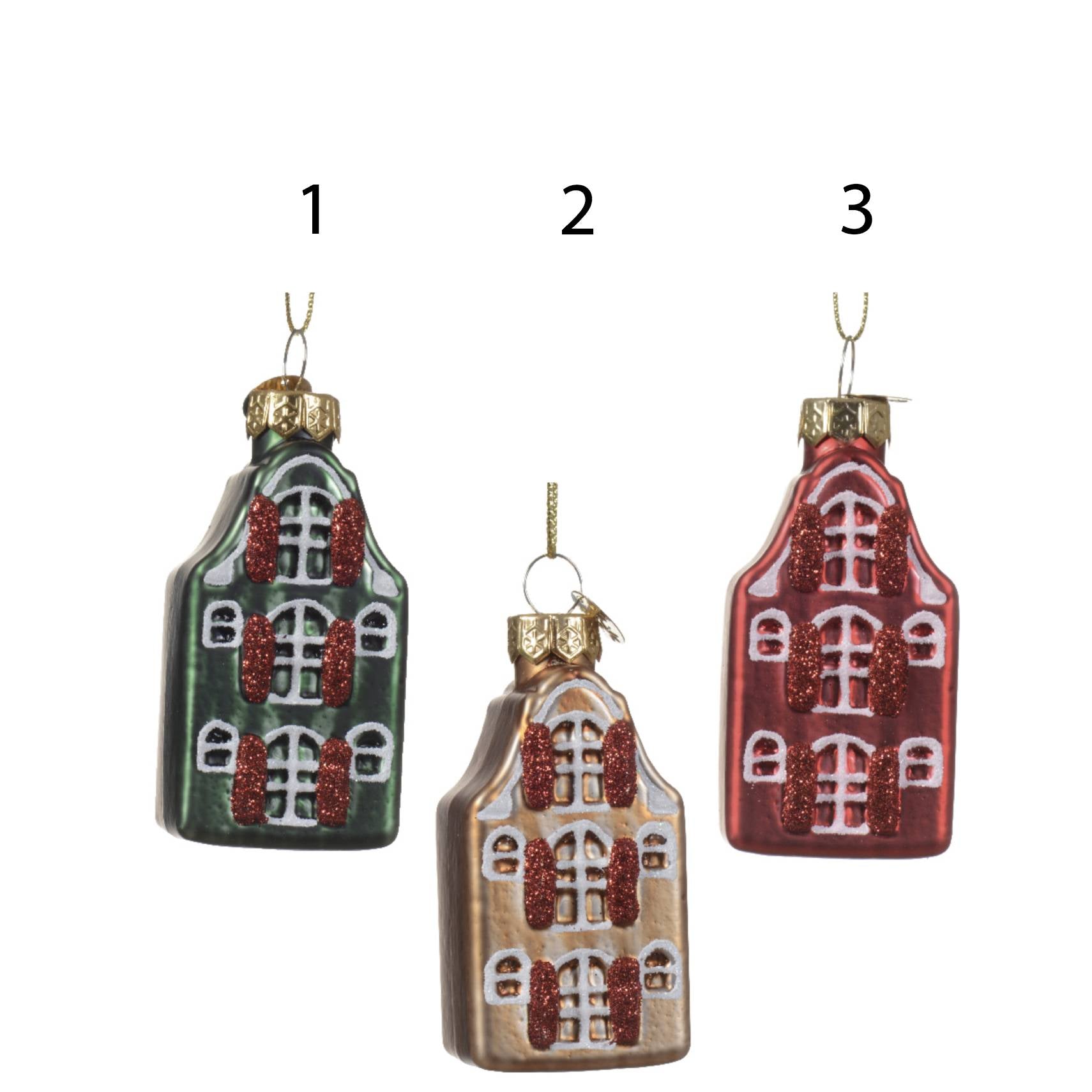 Pendaglio in vetro natalizio casetta 7,4 cm
