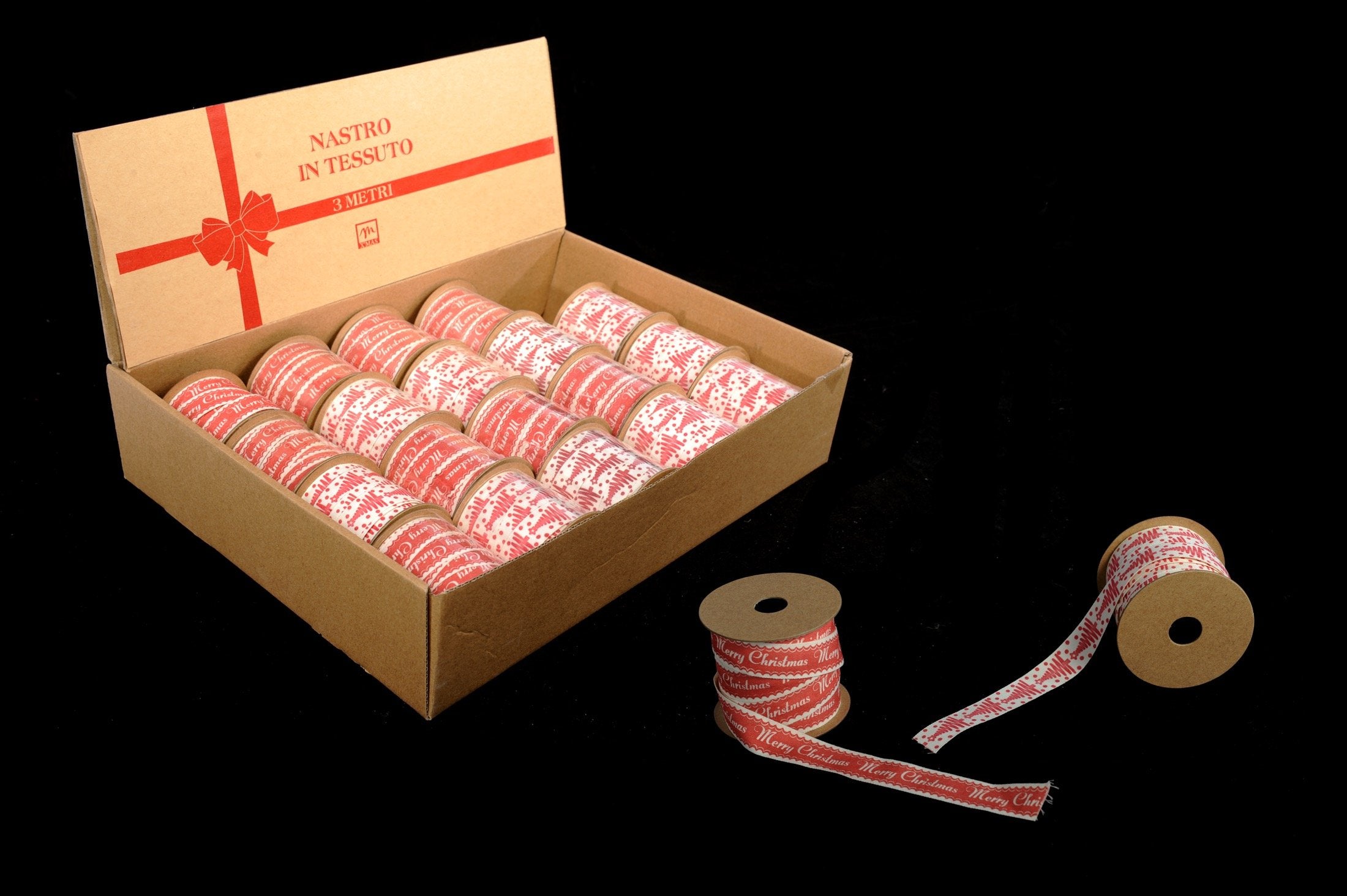 Nastro double face in tessuto colore rosso