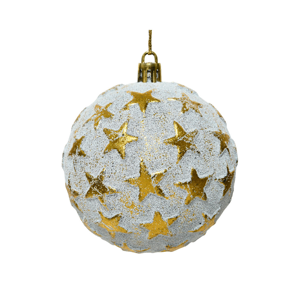 Pallina di natale in ceramica stelle oro 8 cm