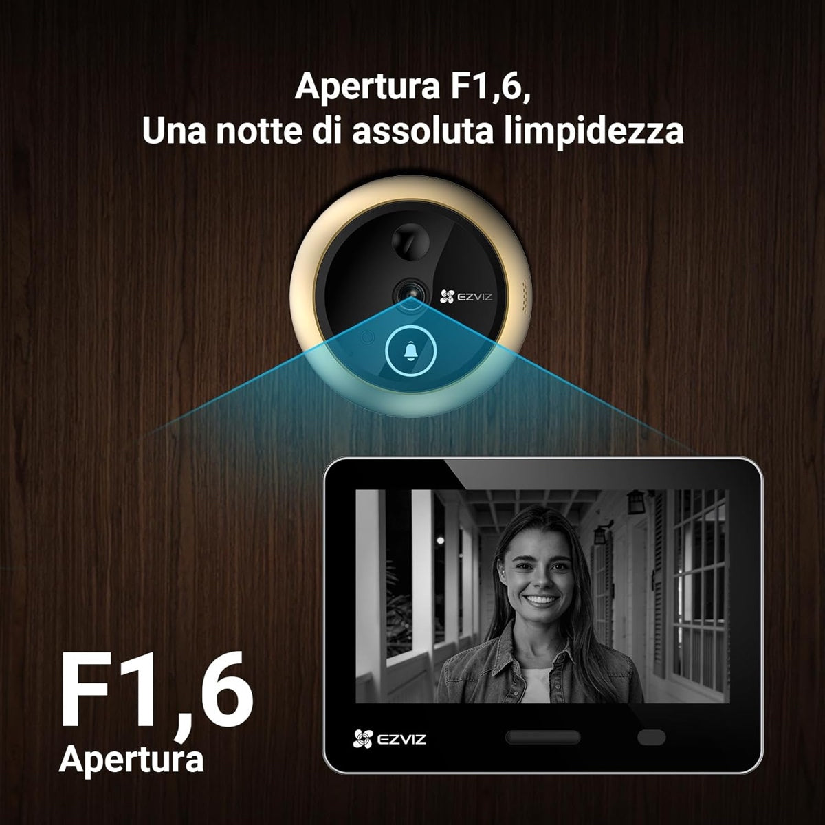 Spioncino Digitale Smart EZVIZ EP4 Gold Wi-Fi 4K 8