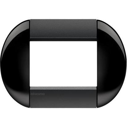 BTicino LNB4803SM Placca Tonda 3 Moduli, Nero