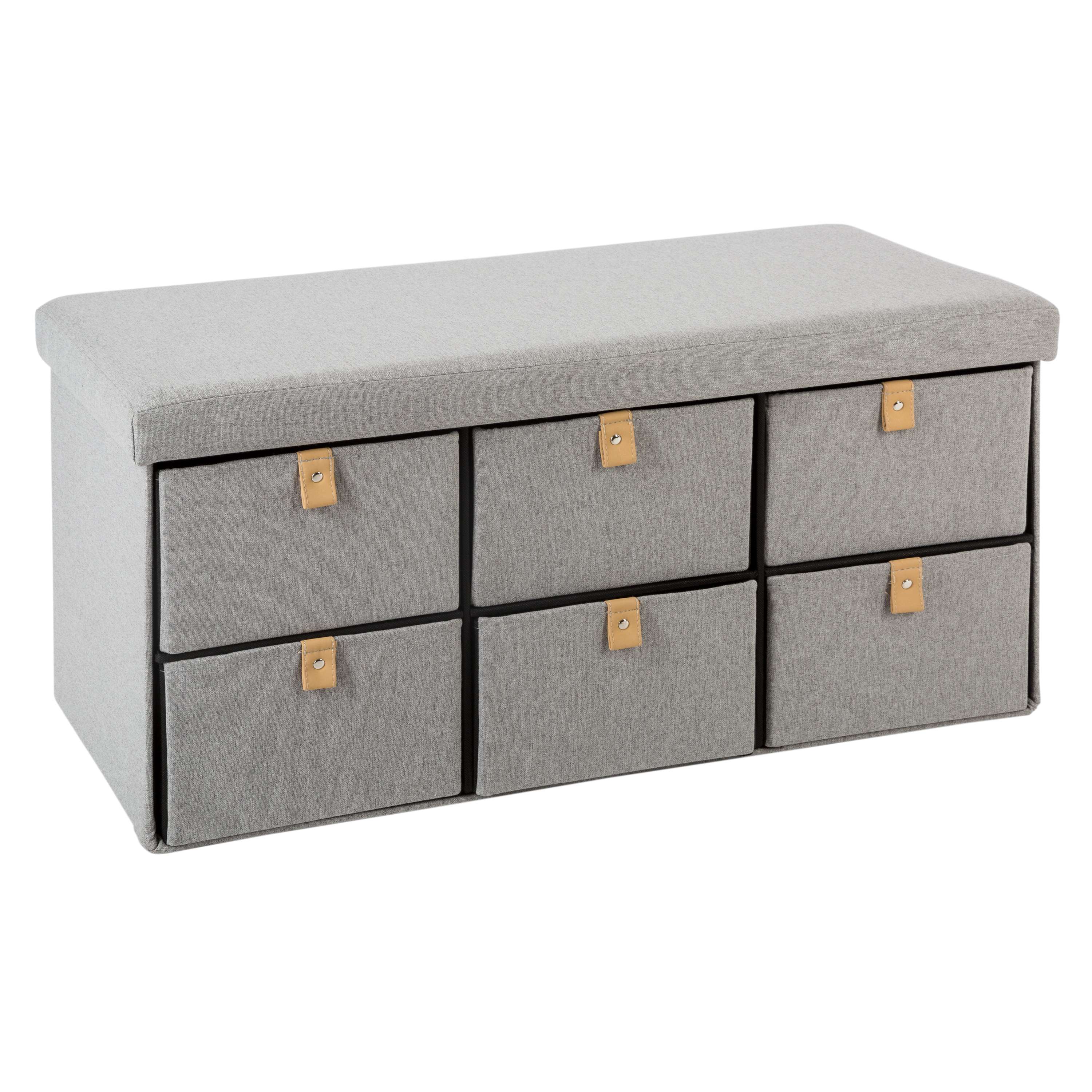 Pouf grigio 6 cassetti