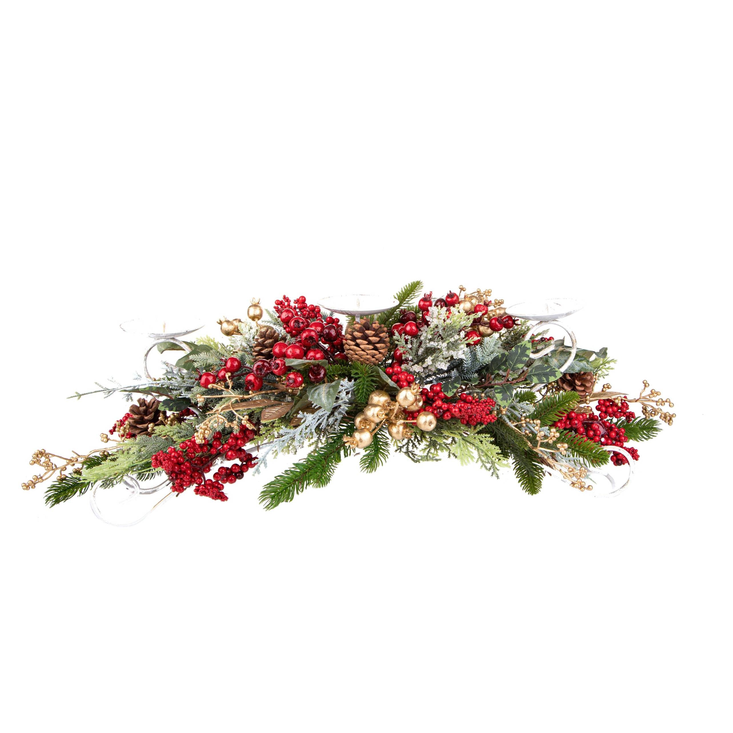 Portacandele centrotavola 72 cm gold berries