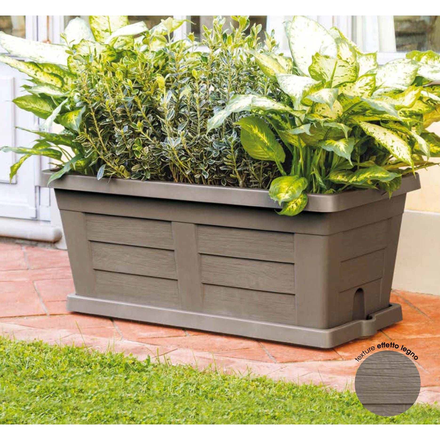 Fioriera effetto legno 60 cm