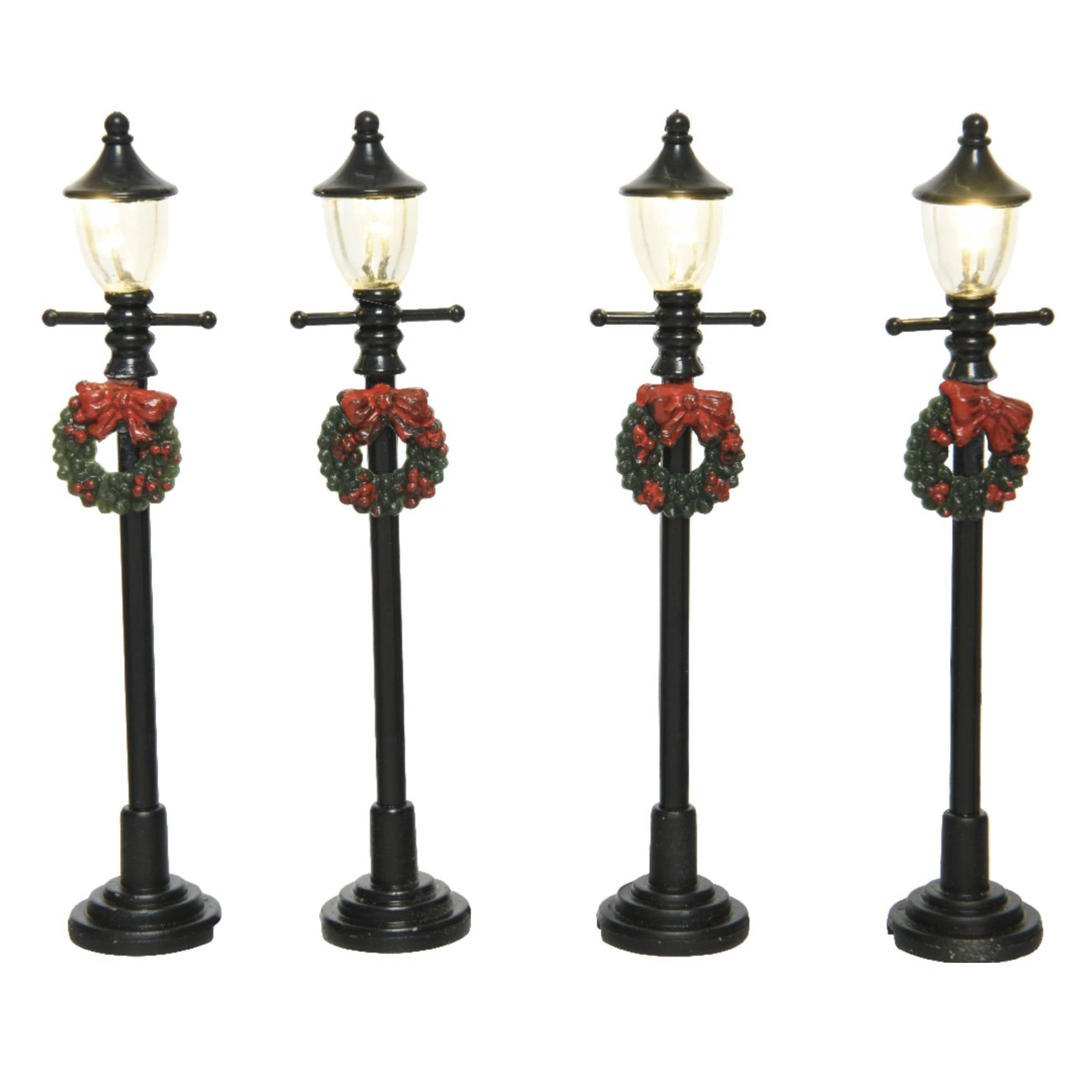 4 lampade per villaggio natalizio LED 10 cm