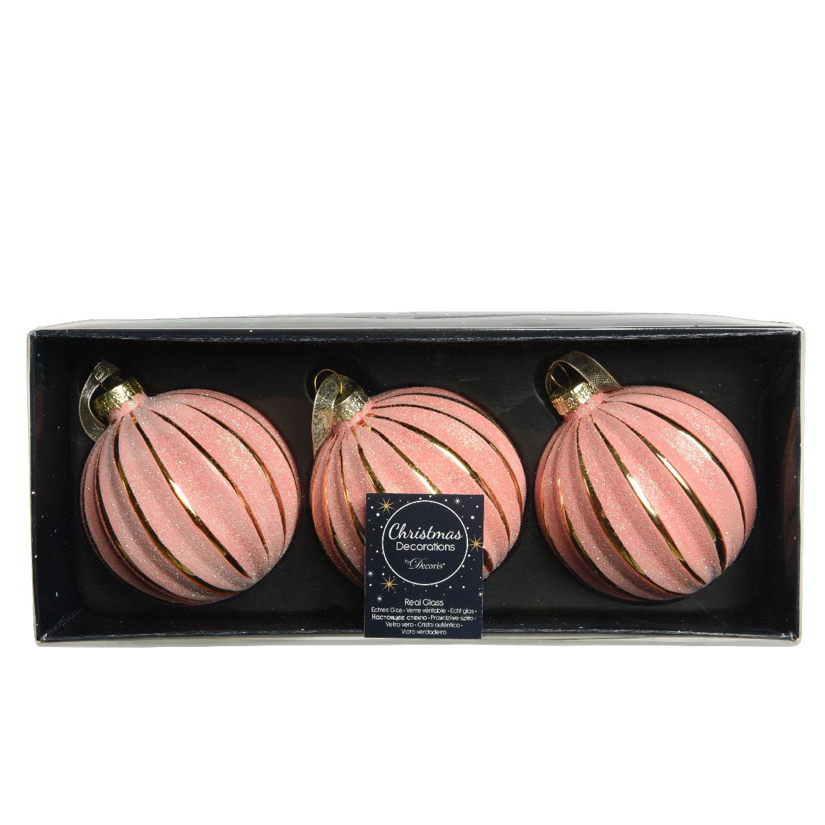 Set 3 palline in vetro rosa Kaemingk