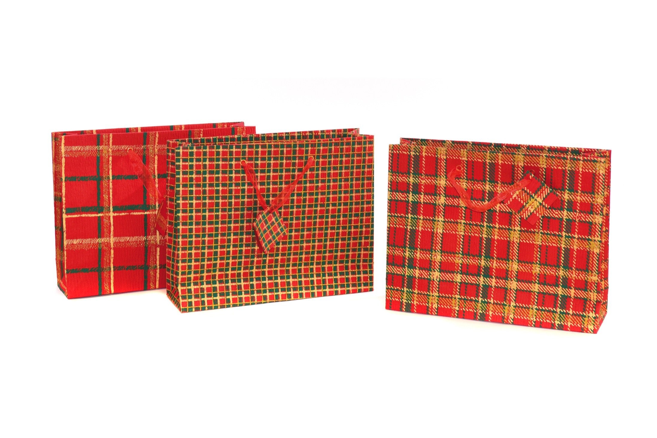 SACCHETTO CARTA RISO C/GLITTER SCOZ 28X35