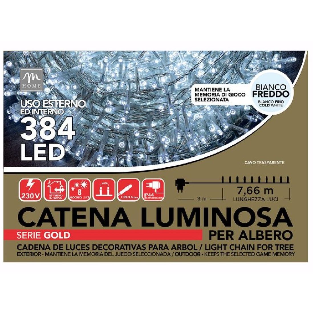 Catena luminosa 384 LED 8 giochi