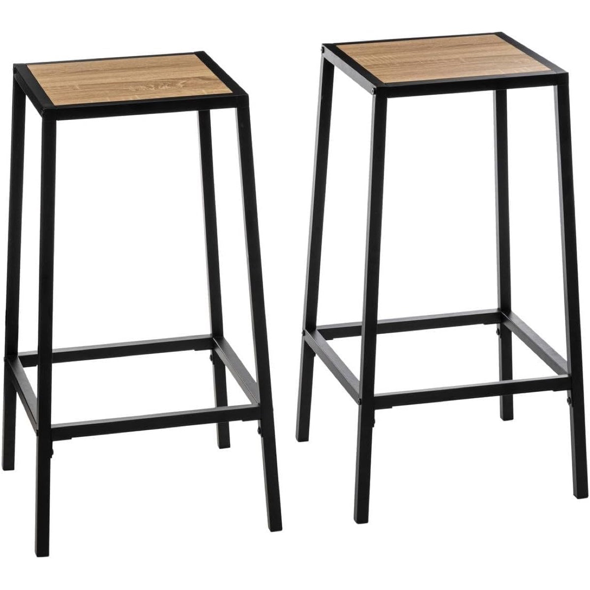 Set 2 Sgabelli da Bar Aliaj Effetto Rovere Naturale