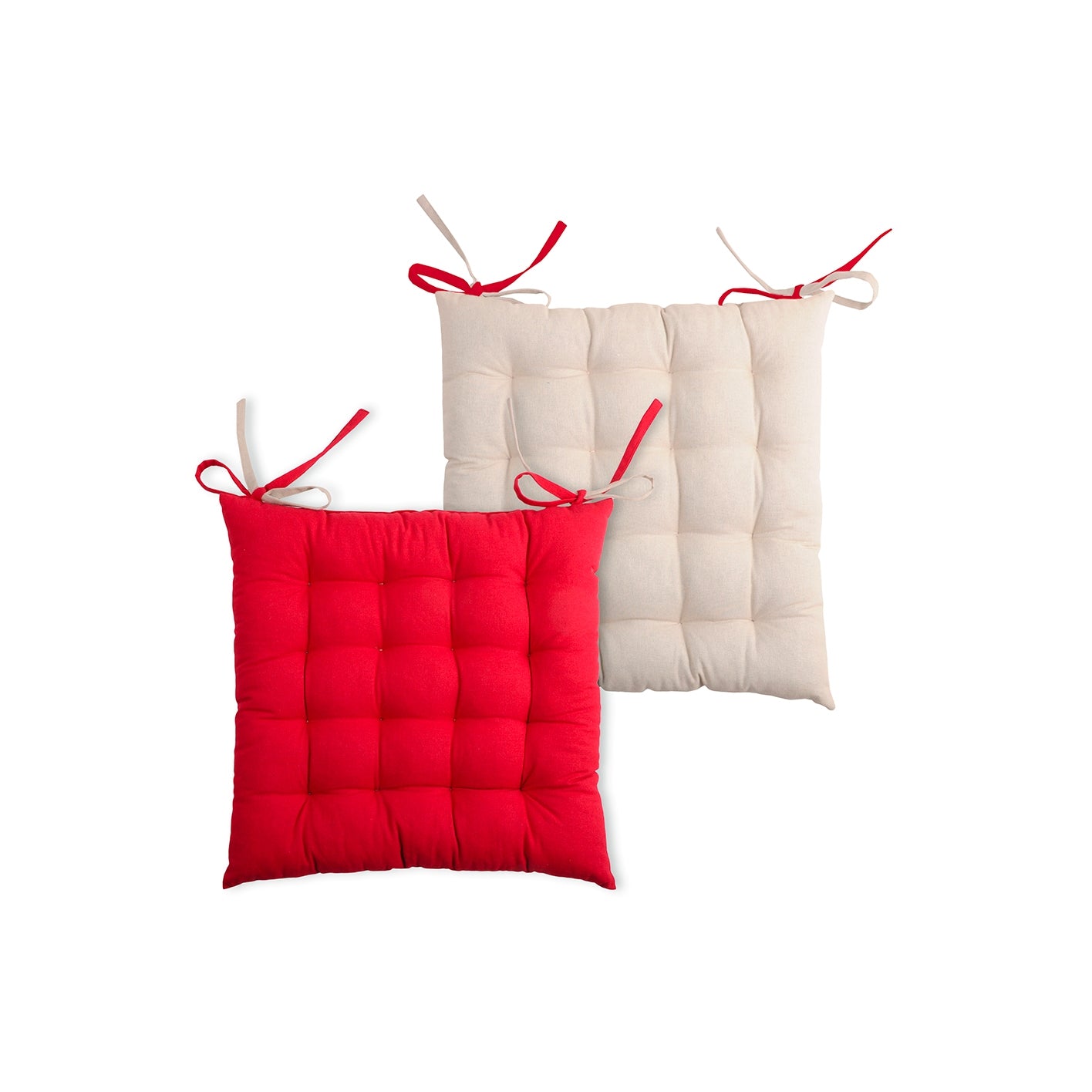 Cuscino coprisedia Duo Galette rosso/ lino