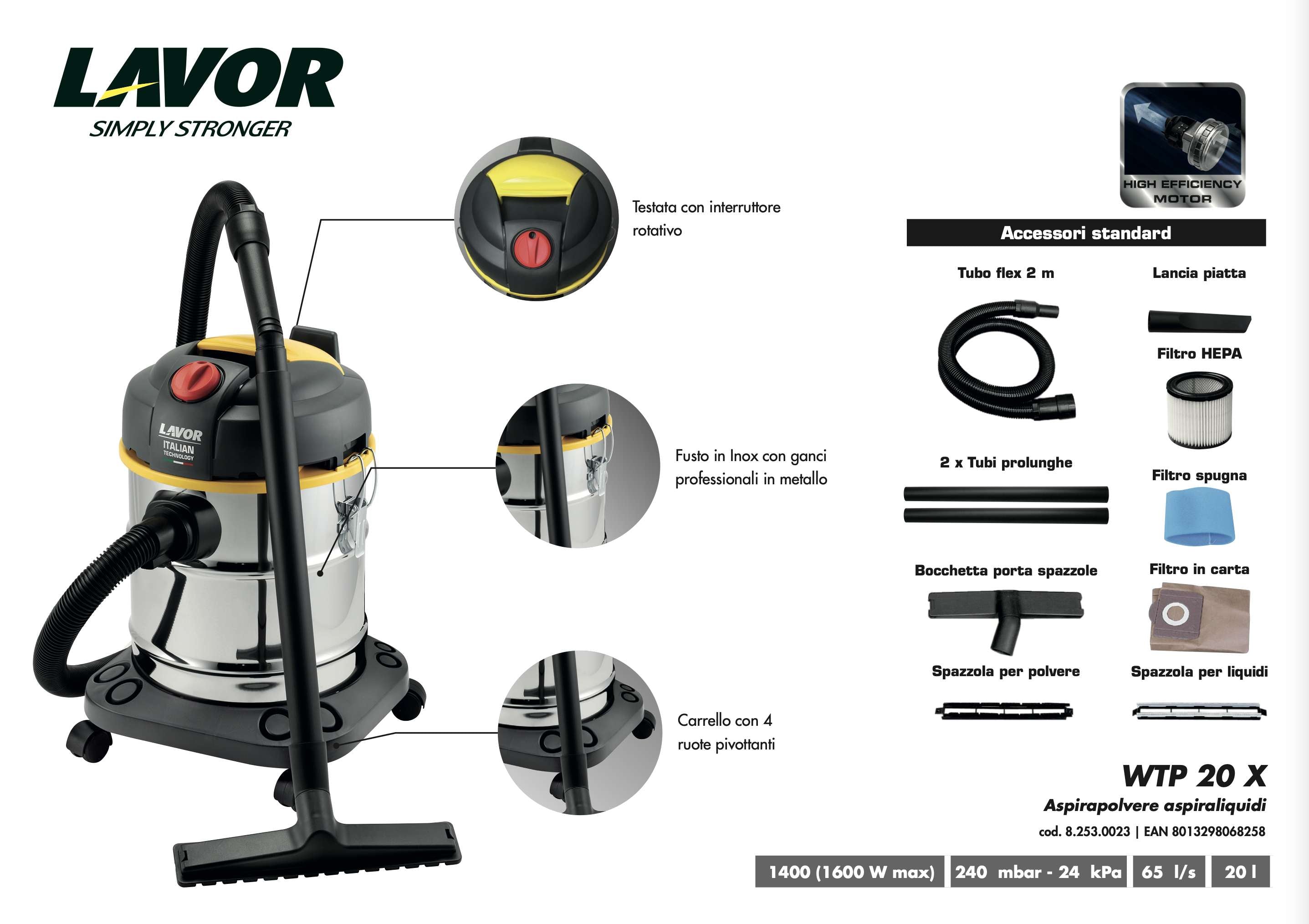 Aspirasolidi e liquidi Lavor WTP20X220-240