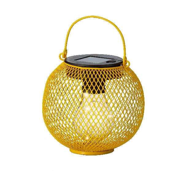 Lanterna solare gabbia  In ferro, Dimensioni 12,5 x 13,3 centimetri, 5 LED alimentati con pannello solare posto sulla parte superiore della lanterna, Ideale per decorazioni esterne.